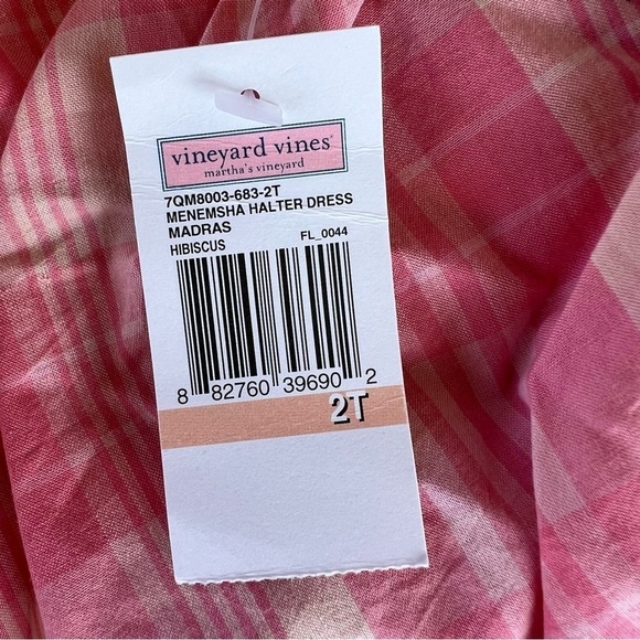 Vineyard Vines Menemaha Halter Dress Madras Hibiscus Pink Size 2T NWT Preppy - Picture 10 of 10